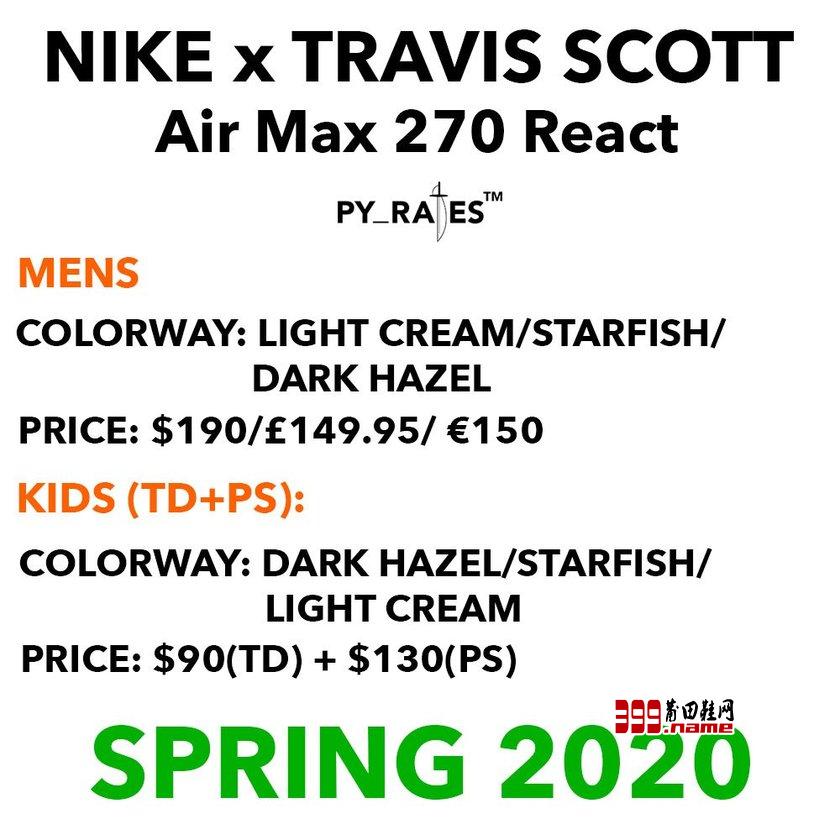 Travis Scott Nike Air Max 270 React莆田鞋网 399.name